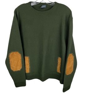 Roberto Collina Italy Mens 100% Merino Wool Sweater Soft Suede Elbows/Pocket